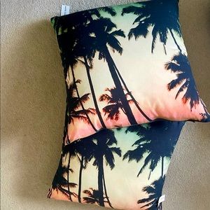 Pair of square palm tree pillows